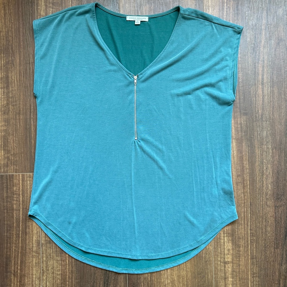 Green Envelope Blue Relaxed Fit Blouse